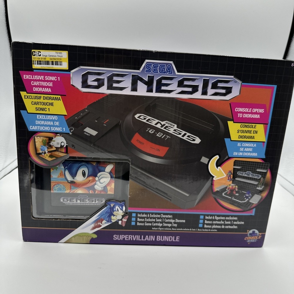 SEGA Genesis CONSOLE DIORAMA Supervillain Bundle w/ Exclusive Sonic 1 Cartridge